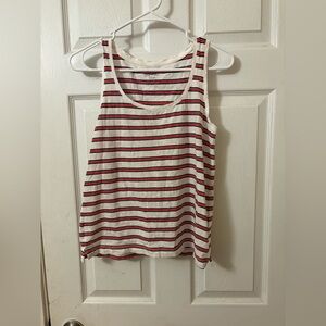J. Crew White and Red Striped Tank Top